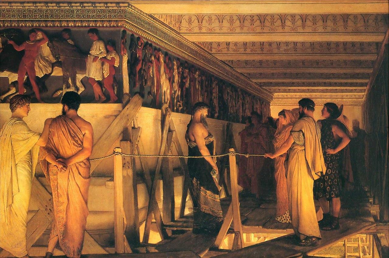 Phidias Showing the Frieze of the Parthenon to his Friends, 1868, Lawrence Alma-Tadema, Great Britain