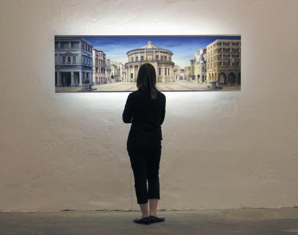 Ideal City (after Piranesi), Emily Allchurch, 2006., This is an installation view of another Allchurch's lightbox (not part of Manchester exhibition)