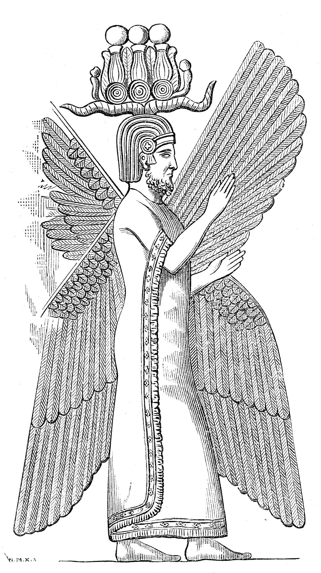 Bas-relief of Cyrus, Pasargadae, Iran (drawing), 1875, Wilhelm Fredrik Meyer