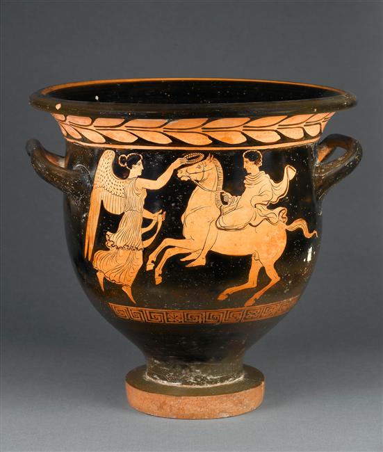COMPARANDUM: Bell-krater showing a horseman crowned by Nike, cr. 420 BC, Attic