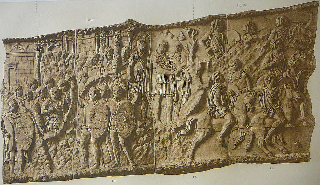 Advance into the mountains (Scene LXIII); Light cavalry flying columns (Scene LXIV); Trajan's Column, 113 AD, Rome