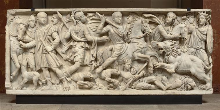 Sarcophagus with two lion hunting scenes, cr. 235, Rome