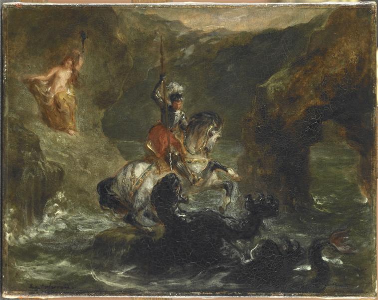Saint George Fighting the Dragon, 1847, Delacroix Eugène, France