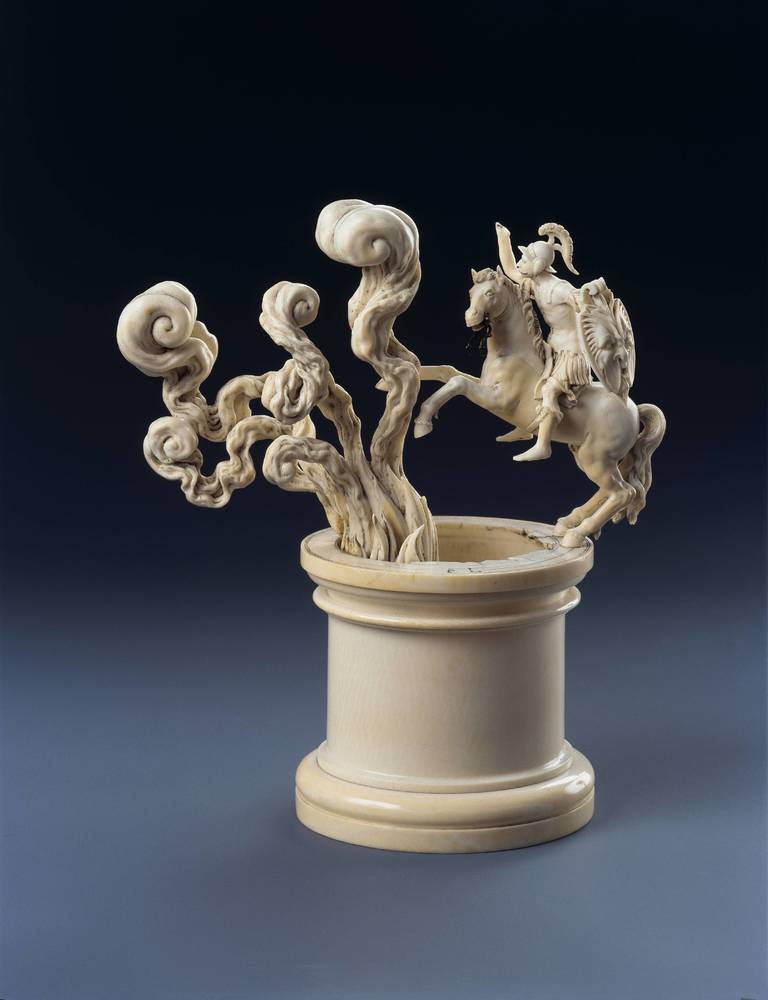 The Roman Marcus Curtius over the fiery abyss, 1591-5 (?), Egidius Lobenigk, Dresden (?)