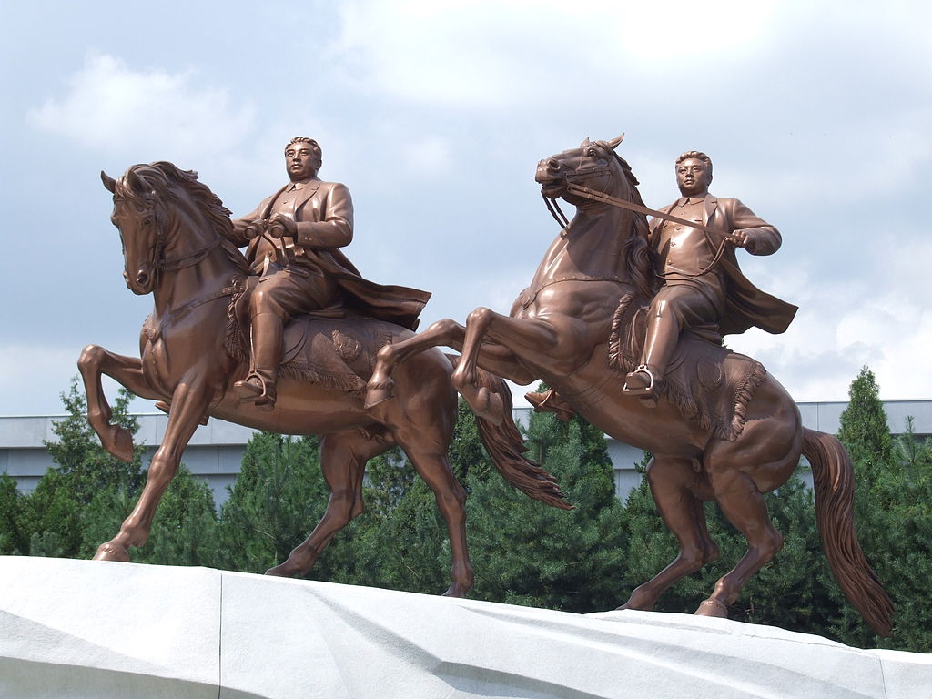 Statue of Kim Il-sung and Kim Jong-il, 2012, Pyongyang, North Korea