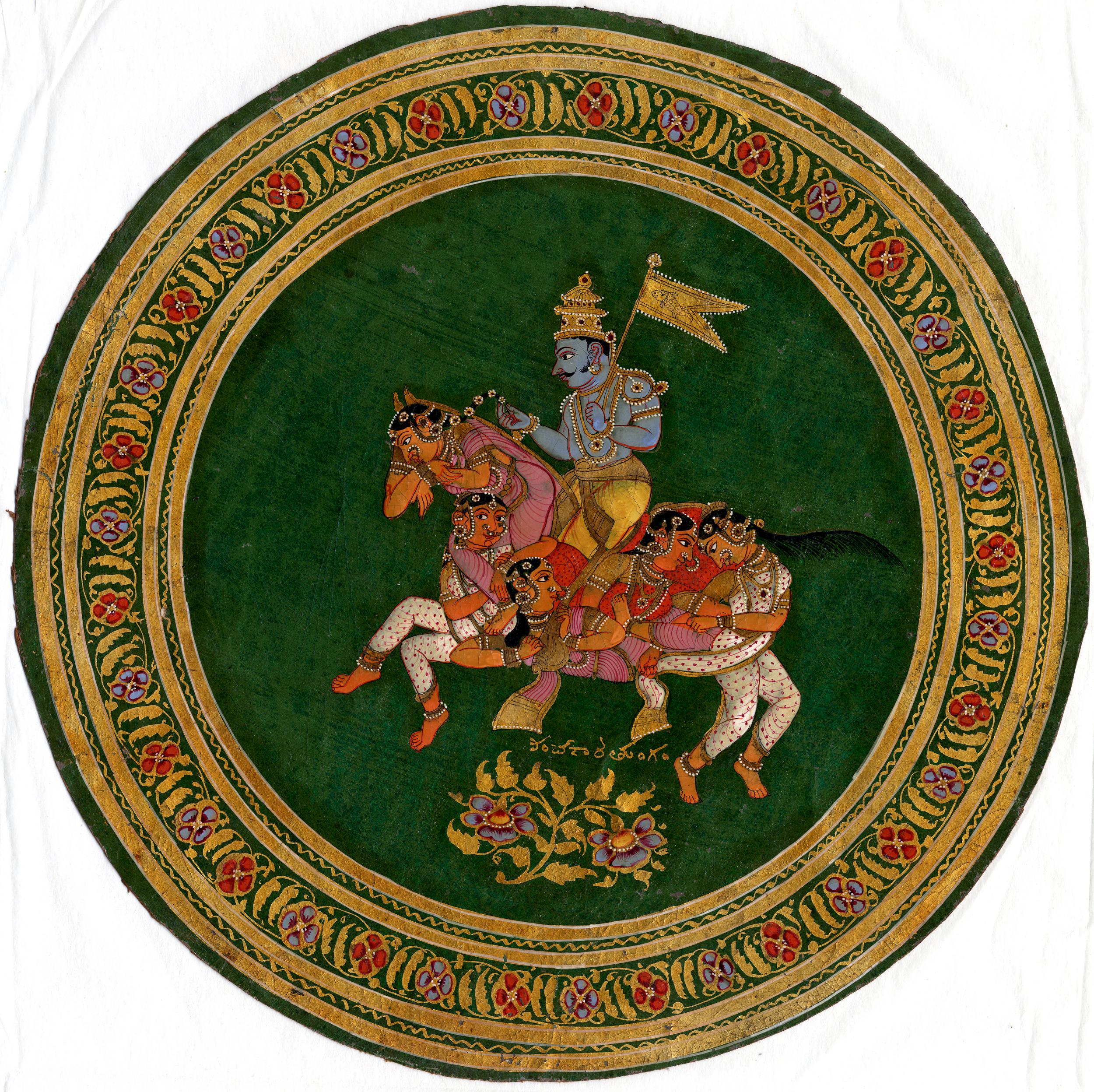 Krishna riding a composite horse, 19th century, Nirmal (?), Andhra Pradesh, Deccan, India