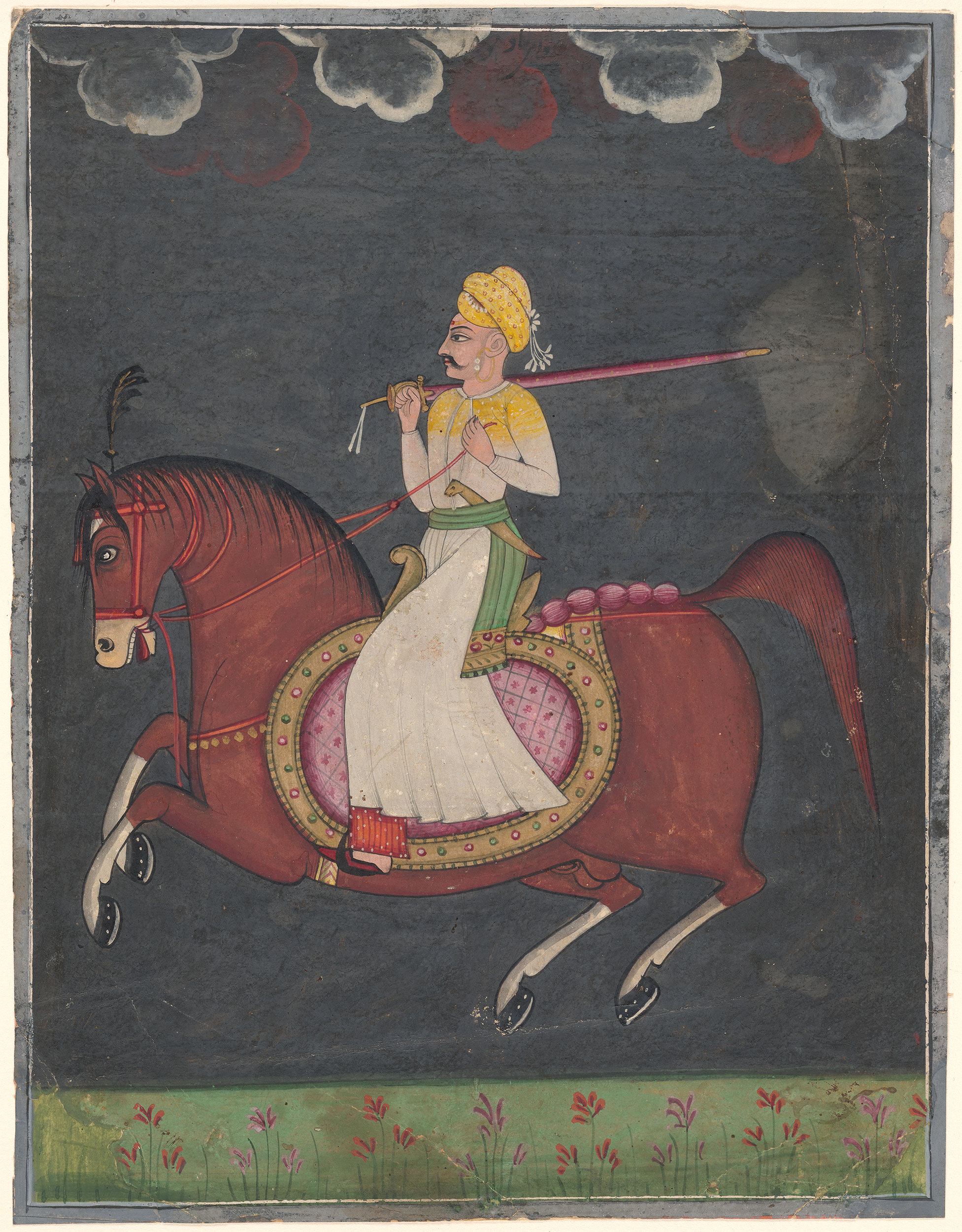 An equestrian portrait of Mādhav Rāo, cr. 1775, Maharashtra, India