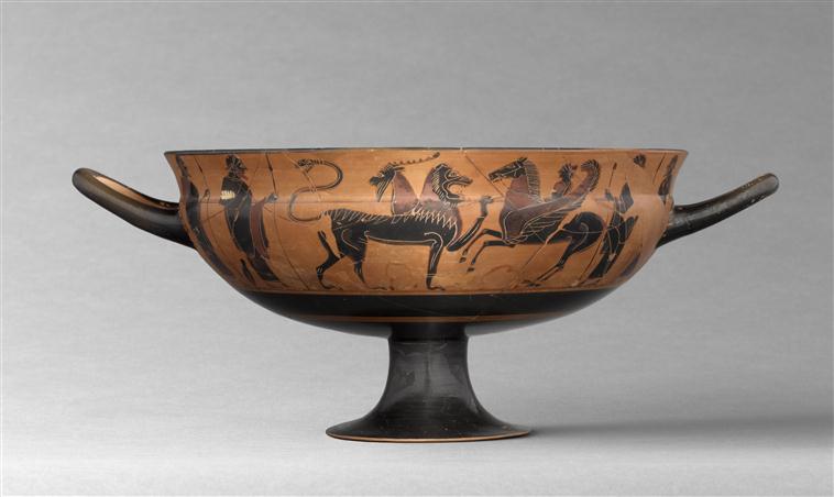 Cup with Bellerophon riding Pegasus and attacking the Chimaera, 2nd quarter of the 6th century BC, Attic, Ancient Greece
