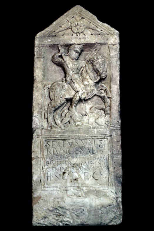 Tombstone of the cavalryman Genialis, cr. 60 AD, discovered in Corinium, UK