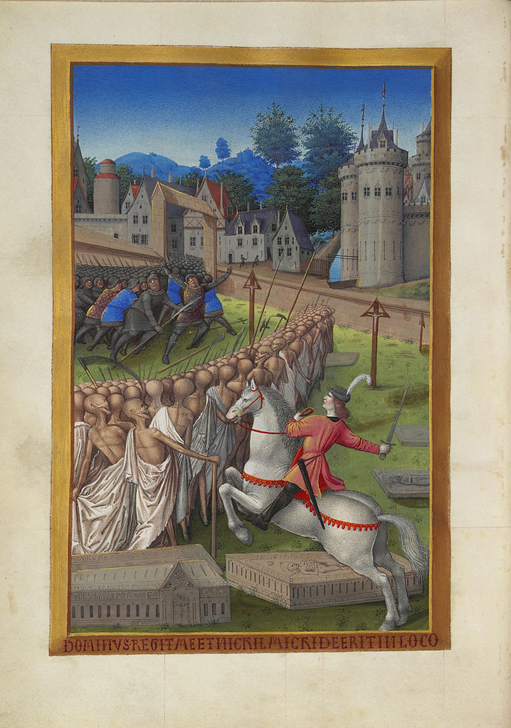 Fourth Horseman of the Apocalypse, illustration of The Very Rich Hours of the Duke of Berry, 1411-6, Jean Colombe, Paris, France