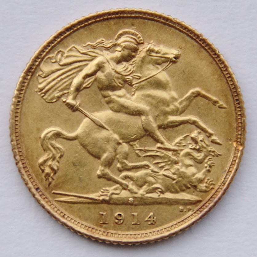 A half-sovereign, 1914, minted in Sydney