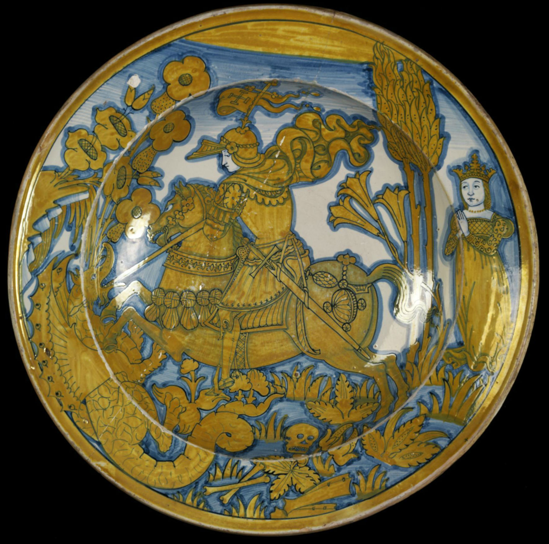 Dish depicting Saint George and the Dragon, 1530-40, unknown, Deruta