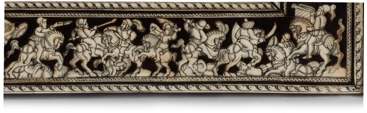 Backgammon board decorated with ebony and carved bone (detail), 1581-1600, probably Augsburg, Germany