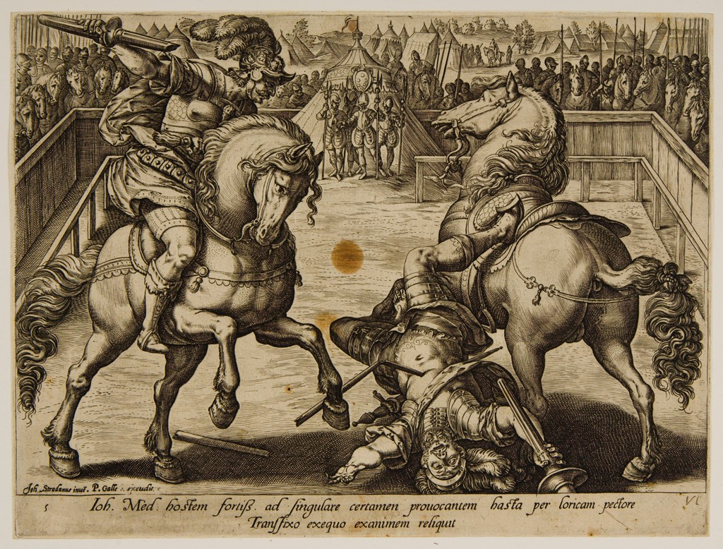COMPARANDUM: Giovanni de Medici in a Duel, cr. 1578, Hendrick Goltzius, Netherlands