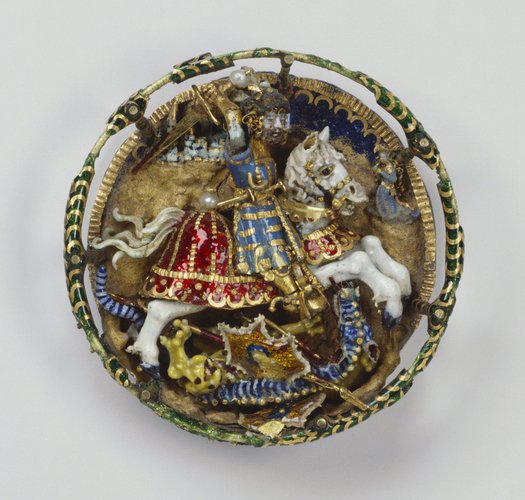 Hat badge with St George and the dragon, cr. 1520, Flemish