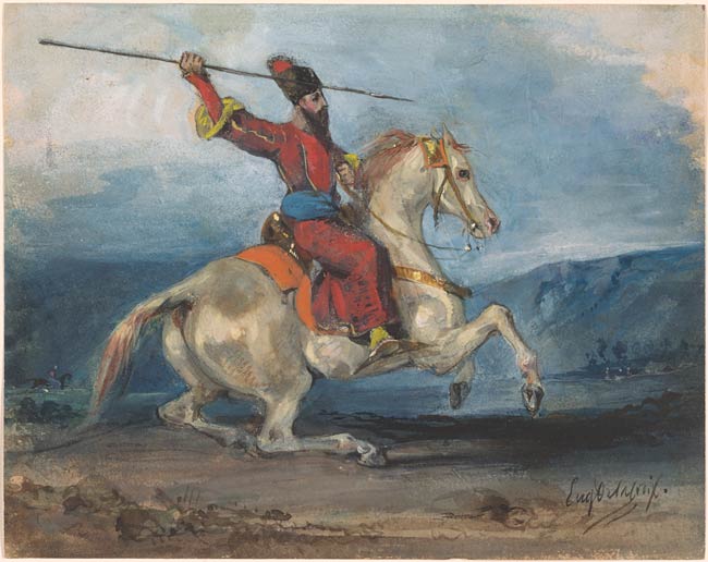 A Persian Horseman with a Lance, cr. 1820-7, Delacroix Eugène, France
