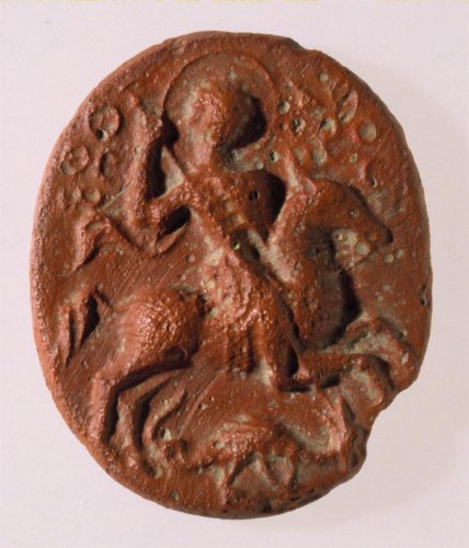Cameo with a representation of St Theodoros the dragon-slayer on horseback, 13th century, produced in Venice, copy of a Byzantine prototype