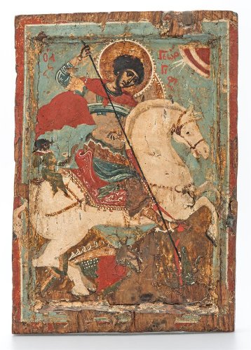 Icon of St George the dragon-slayer on horseback, Late 16th century, Macedonia