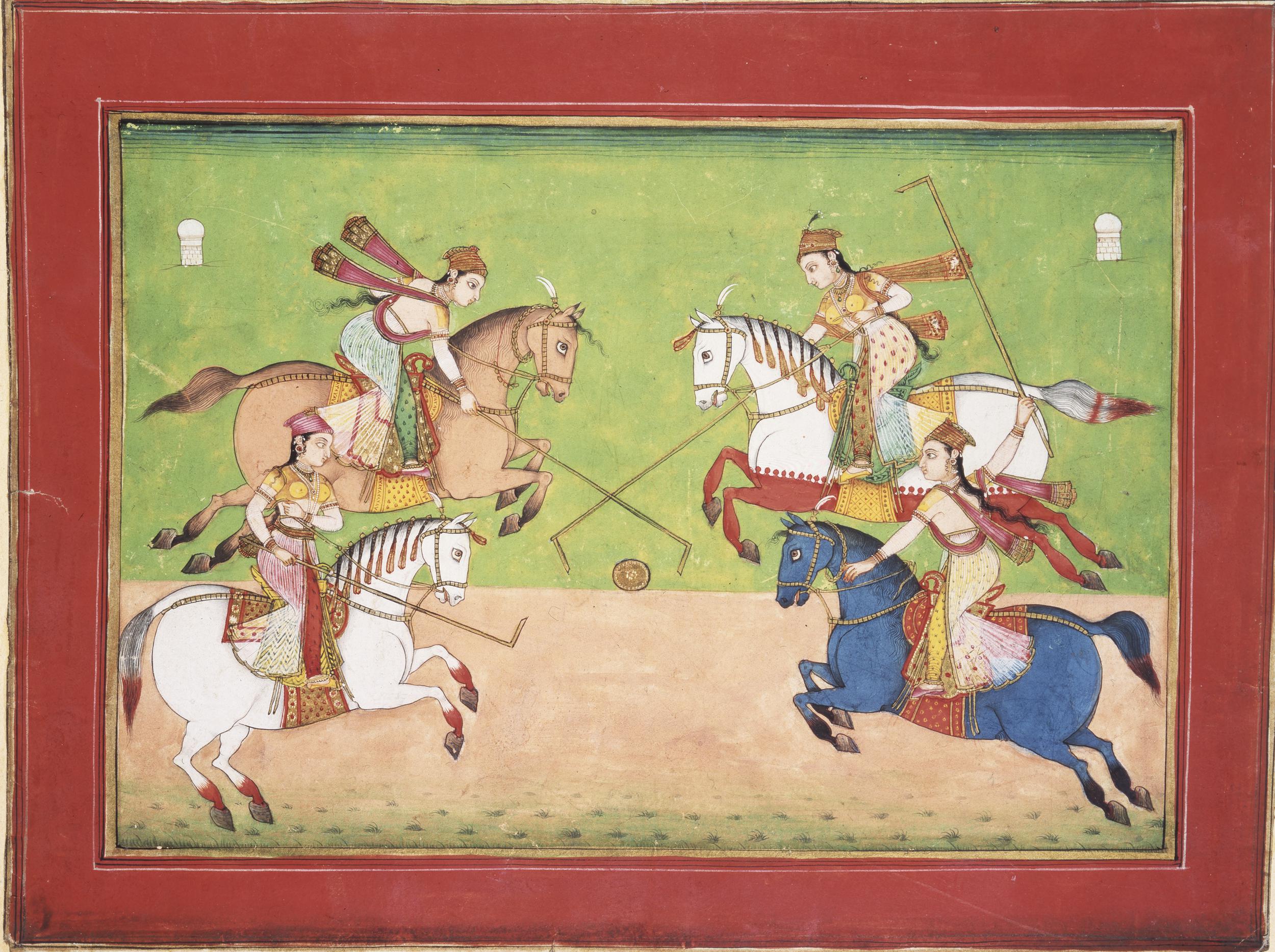 Women playing polo, 18th century, Deccan, India