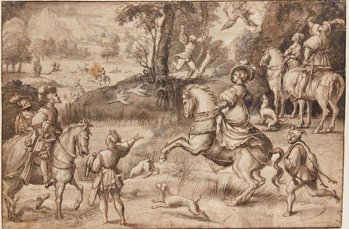 COMPARANDUM: 'The Emperor Charles V at a hawking party', tapestry design, cr. 1535, Bernard Van Orley, Flemish/Netherlandish