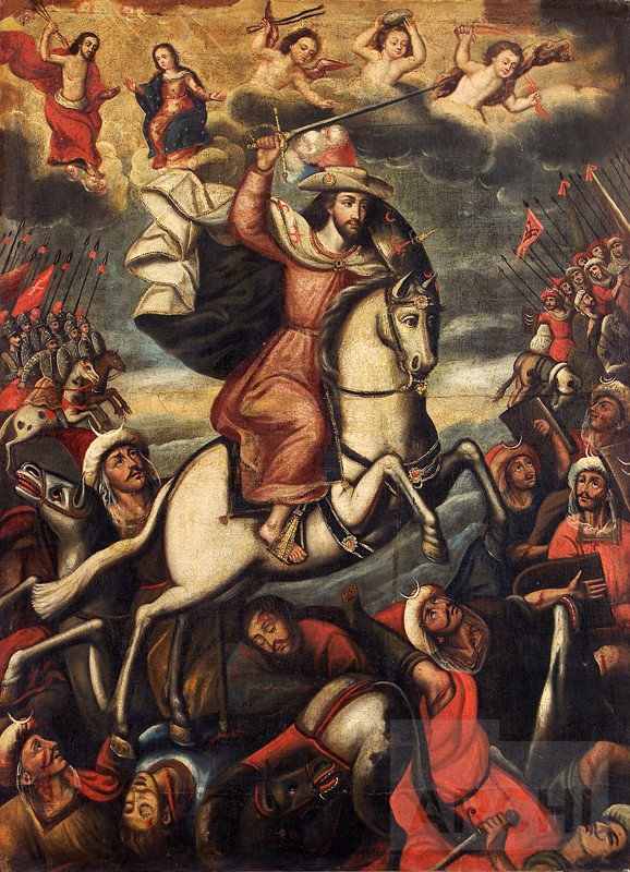 Santiago Matamoros with the Christ of the three spears, 18th century, Peru