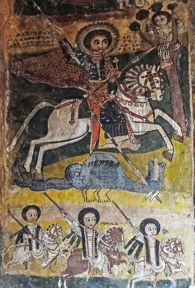 St. George Slaying the Dragon, church wall painting, ?