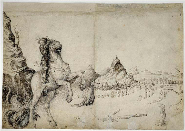 Saint Georges fighting the dragon, Jacopo Bellini, Louvre 14r