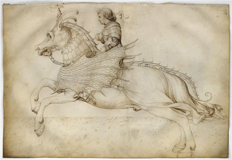 Horseman on a horse with a fancy harness, Jacopo Bellini, Louvre 47r