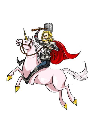 Thor riding a unicorn, 2010s, Rae (?)
