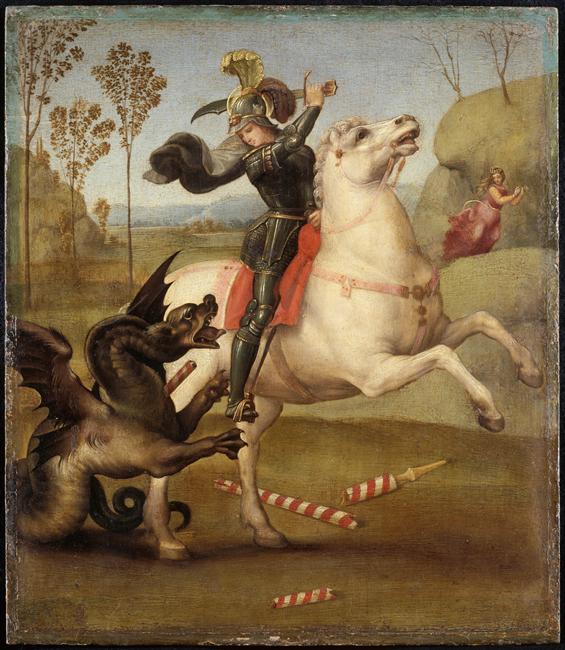 St. George fighting with the Dragon, cr. 1505, Raphael, Italy
