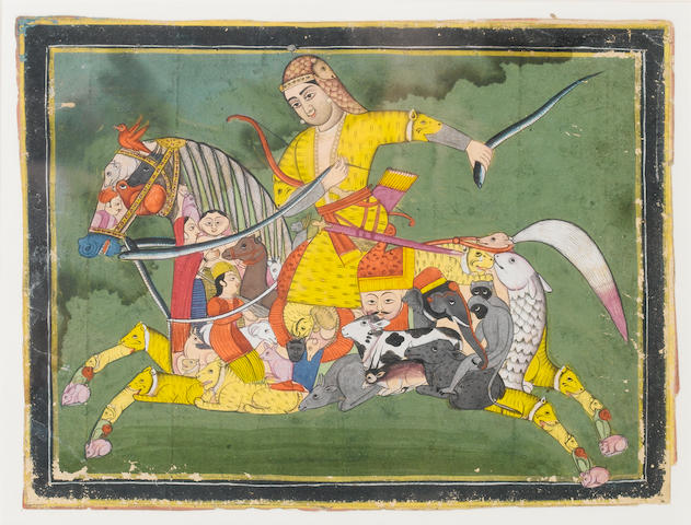 A princess dressed as a warrior riding a composite horse, early 19th Century, Gwalior or Indor, India