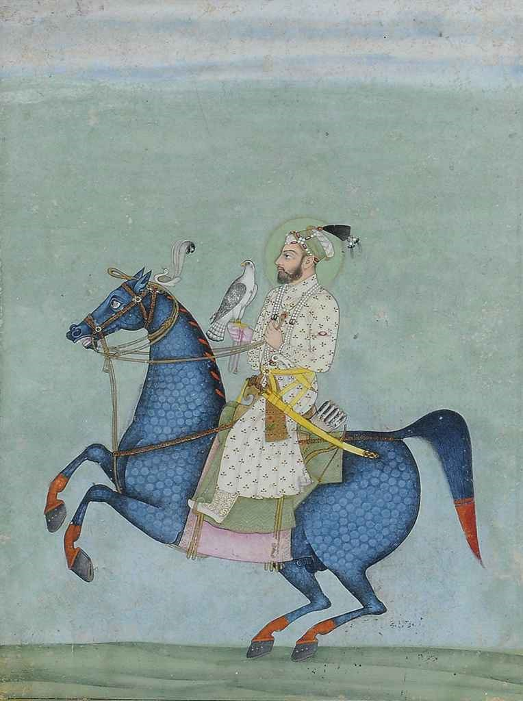 An equestrian portrait of emperor Shah Jahan, early 19th century, India