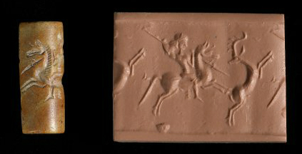 Cylinder seal depicting hunting, cr. 10th-5th century BC, Neo-Elamite II or Achaemenid (?)