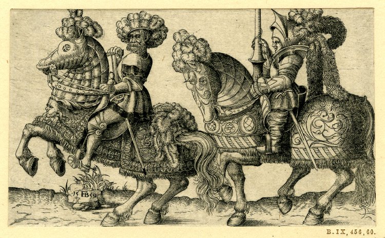 A knight and a soldier on horseback, 1559, Franz Isaac Brun, Germany
