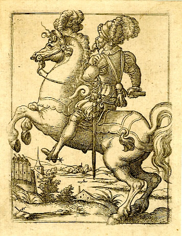 A mounted officer, 1530-1555, Virgil Solis, Nuremberg, Germany
