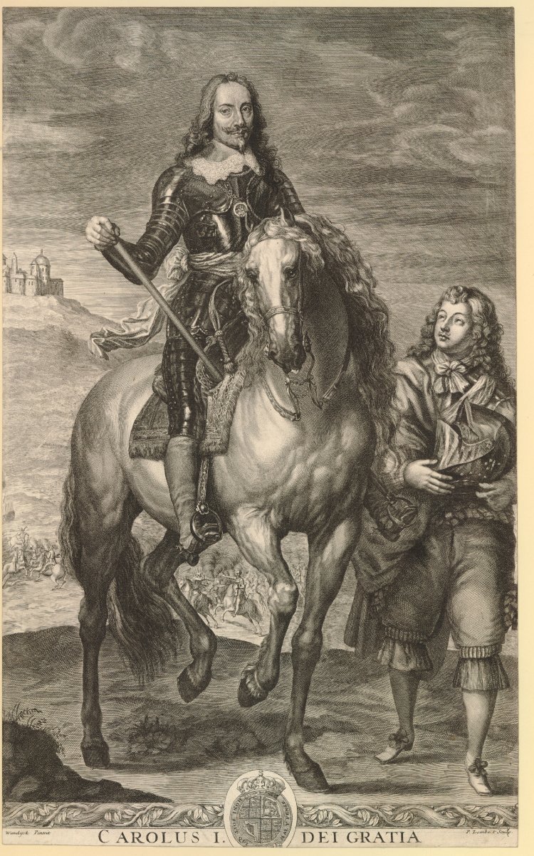 Equestrian portrait of Charles I, 1655-1700, Pierre Lombart