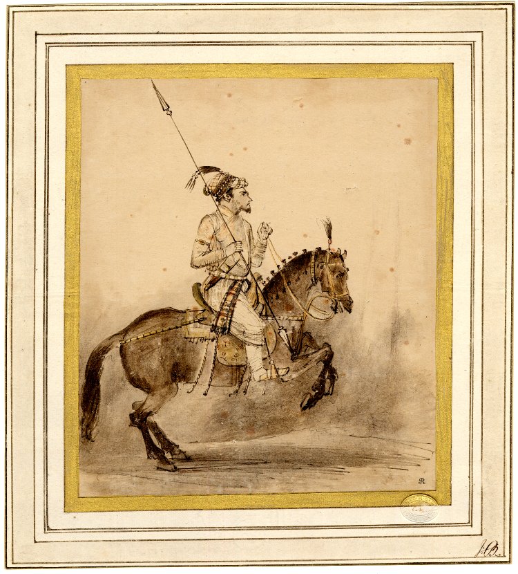 A Mughal nobleman on horseback, cr. 1656-61, Rembrandt, Netherlands