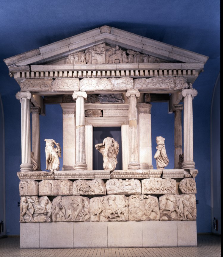 The reconstructed façade of the Nereid Monument, cr. 390-380 BC, classical Greek, Xanthos in Lycia, close to present-day Fethiye in Mugla Province, Turkey