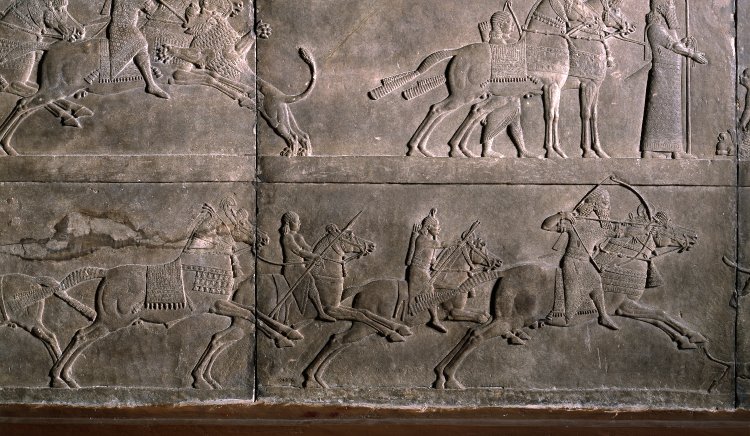 King Ashurbanipal aiming an arrow, 645-35 BC, Neo-Assyrian (Iraq)