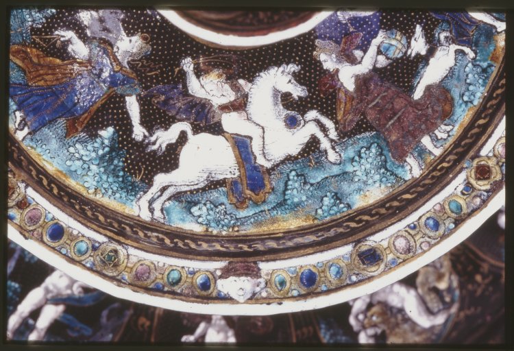 A pair of Limoges enamel candlesticks (detail), cr. 1560, Jean de Court, Limoges, France