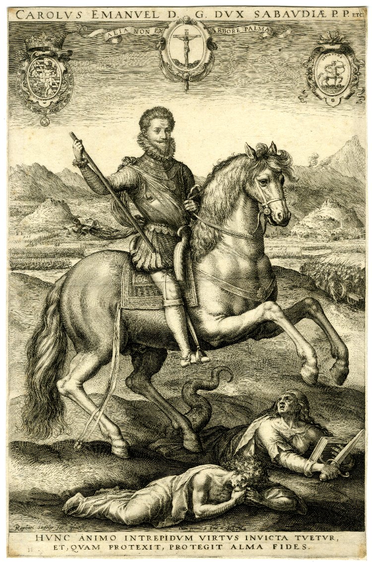 COMPARANDUM: Equestrian portrait of Carlo Emmanuele, Duke of Savoy, 1580-1600, Raphael Sadeler I
