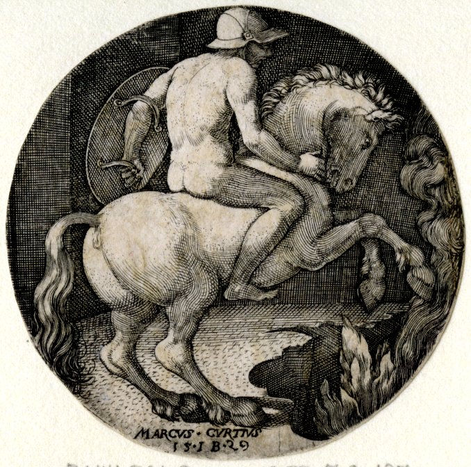 Roundel with naked Marcus Curtius, 1529, Germany