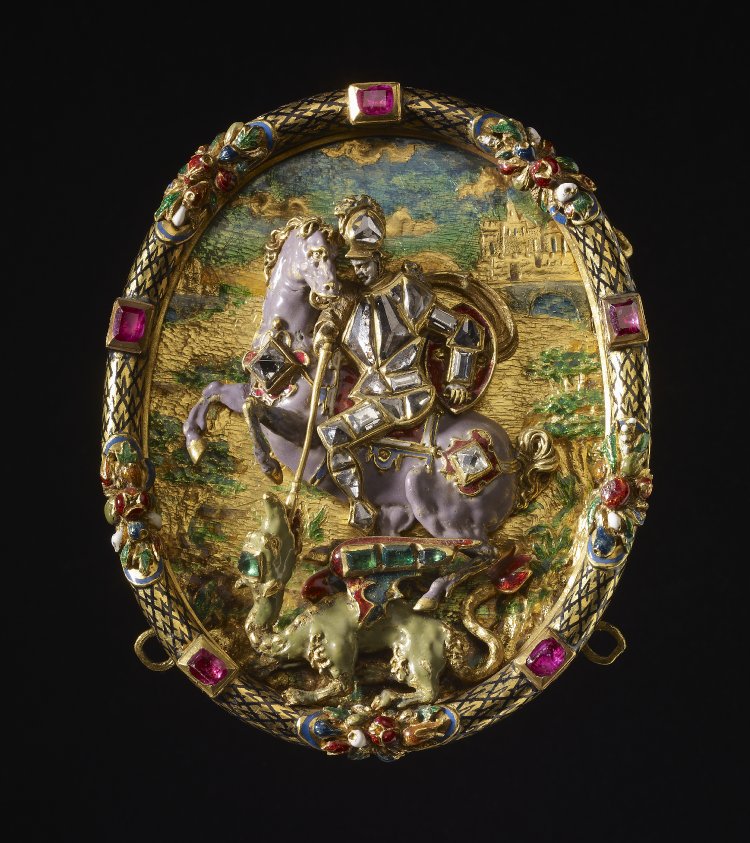 Hat-ornament with Saint George and Dragon, 1550-1575, Germany and France