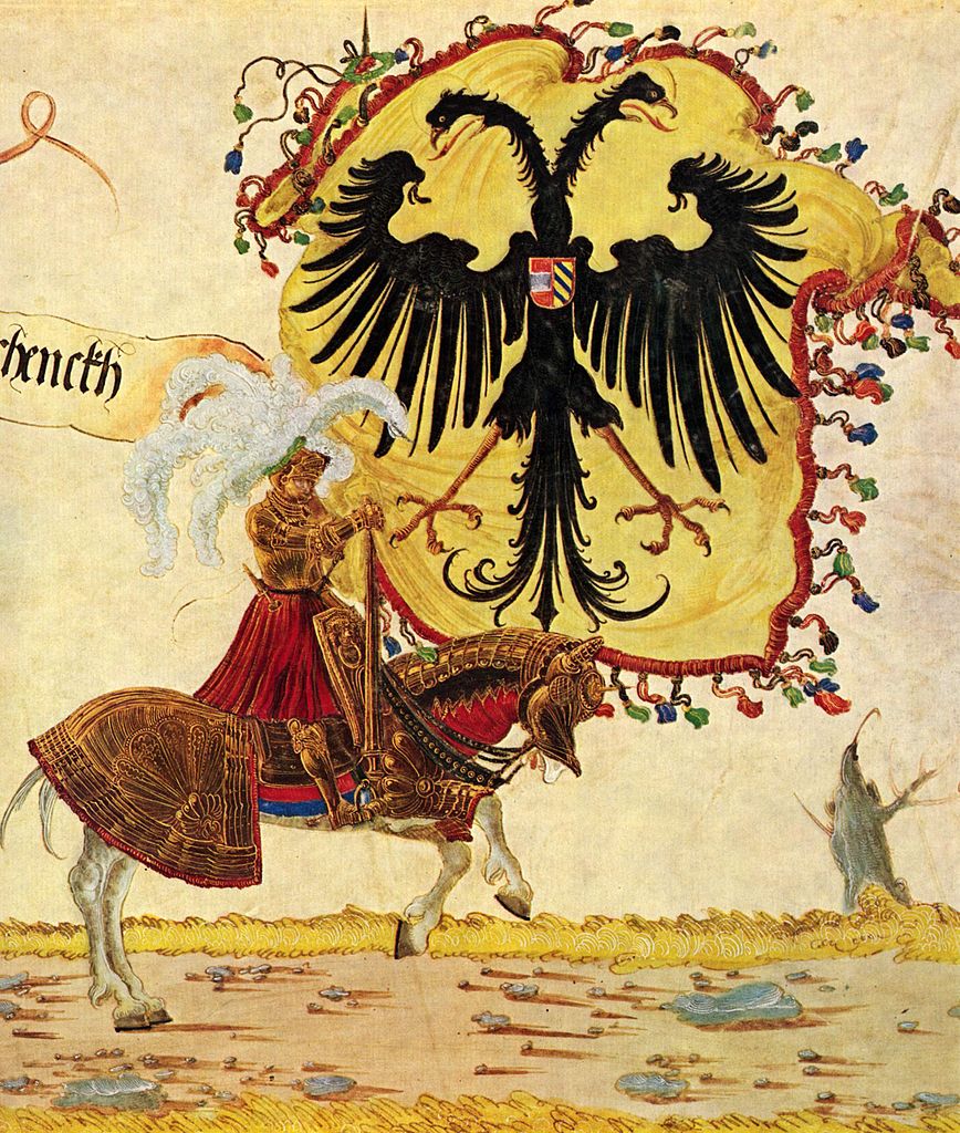 Triumph of Emperor Maximilian I, detail: Imperial banner and Imperial sword, 1513-15, Albrecht Altdorfer, Bavaria, Germany