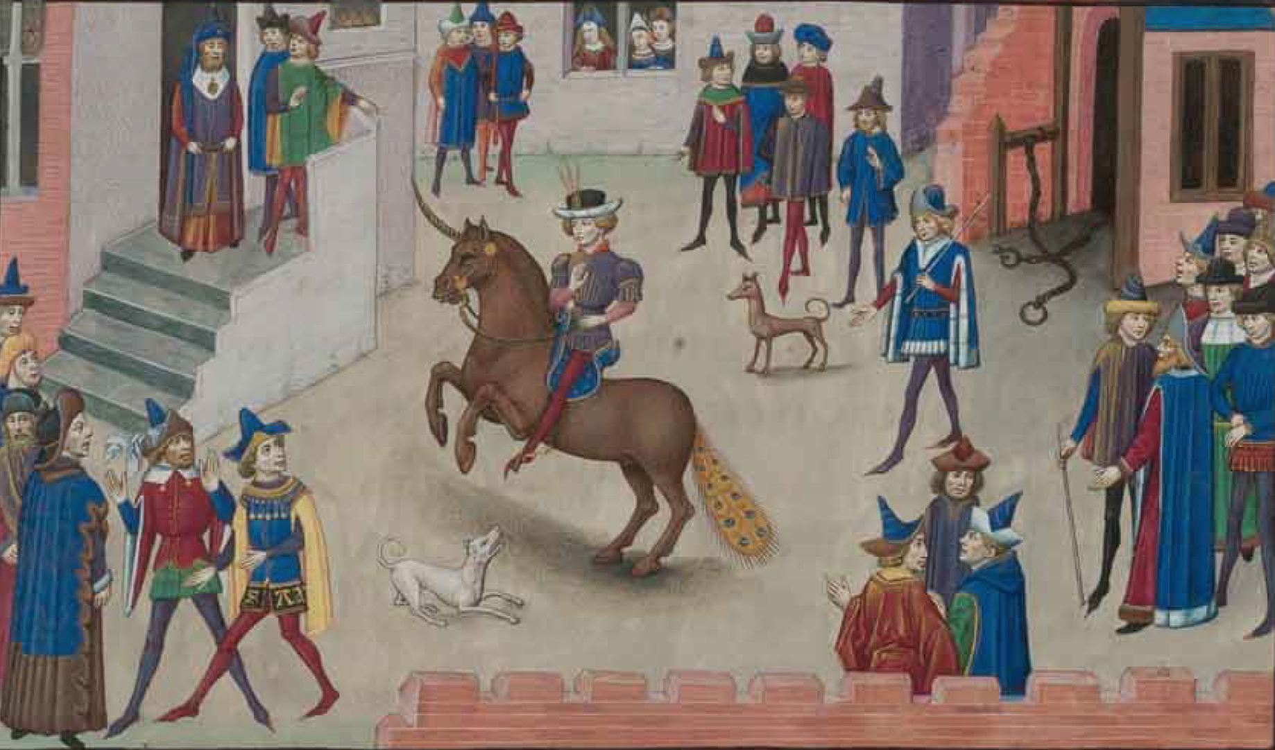 How Alexander the Great Mounted Bucephalus (a manuscript illustration), mid-1400s, Burgundy