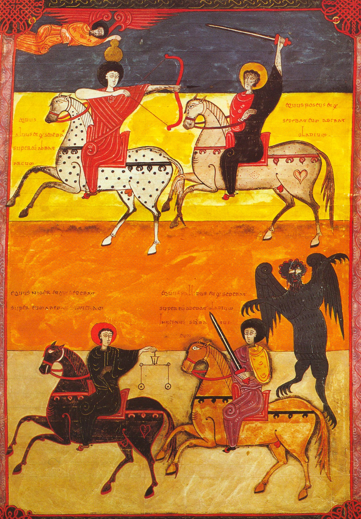 Four Horsemen Of Apocalypse, illustration of 'Beato of Valcavado', 1047, Beato of Facundus, León, Al-Andalus (now Spain)