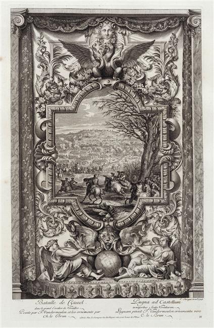 Battle of Cassel, 1720, Louis Surugue after Van der Meulen and Charles Le Brun, Paris, France