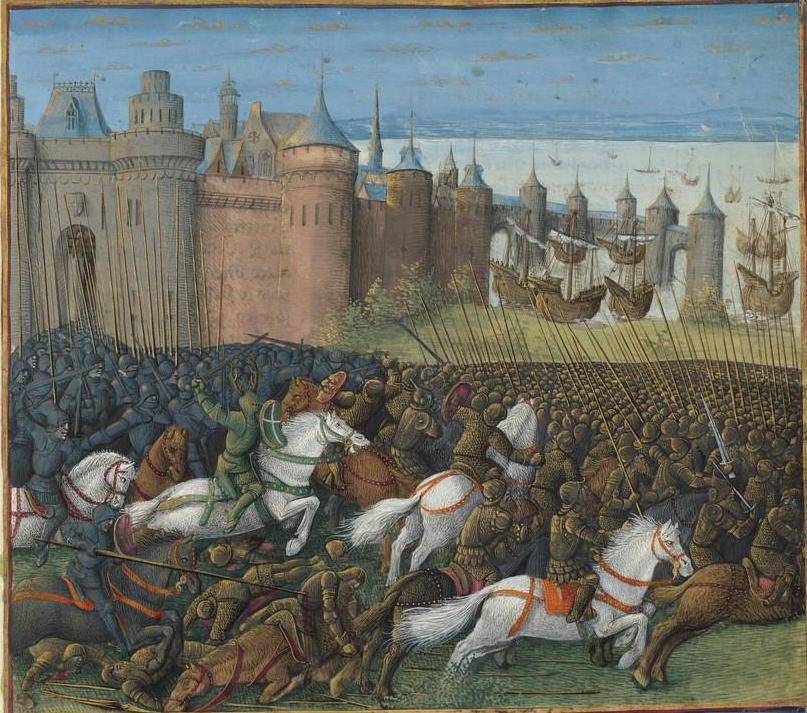 Battle of Tyre, 12 Nov 1187 - 1 Jan 1188, illustration to Passages d'outremer, 1472-75, Jean Colombe, Paris, France