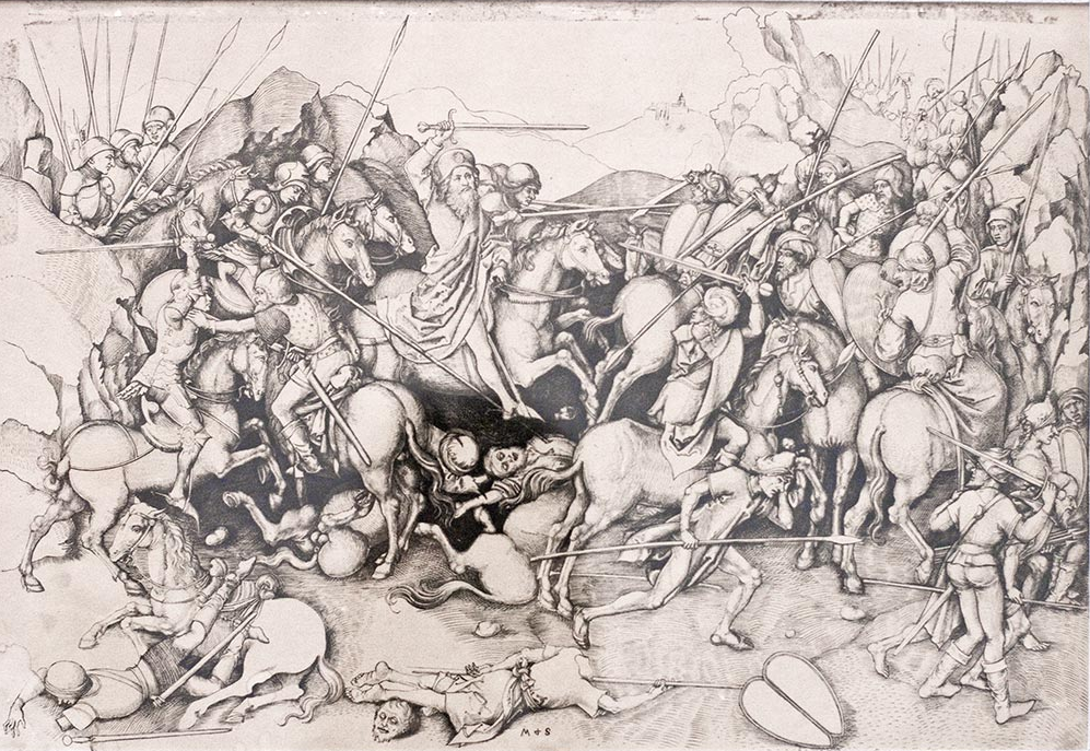The Battle of Clavijo (mythical, 844), autumn 1471 - spring 1473, Martin Shongauer, Alsace, Germany