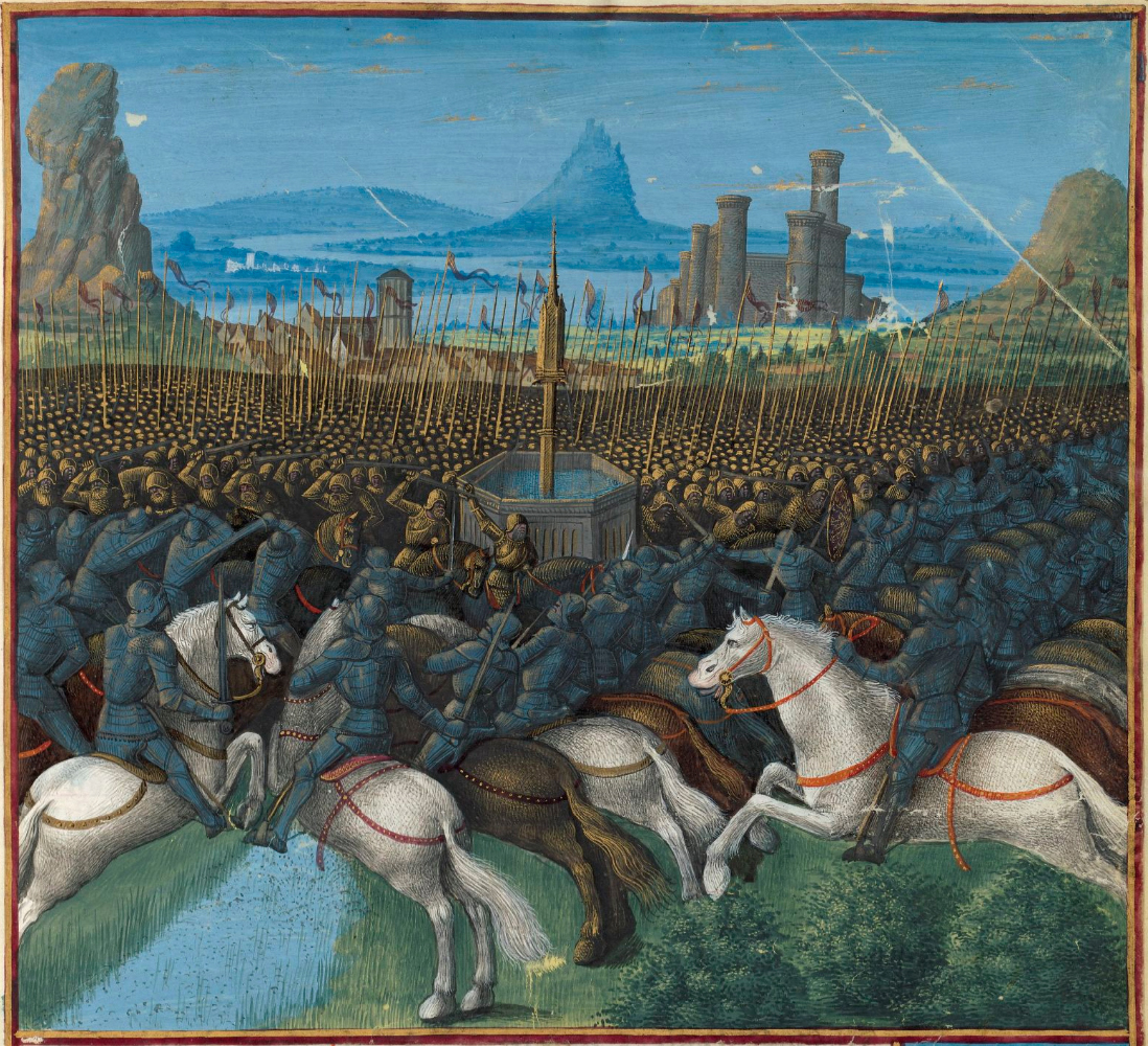 Battle of Cresson, 1 May 1187, illustration to Passages d'outremer, 1472-75, Jean Colombe, Paris, France